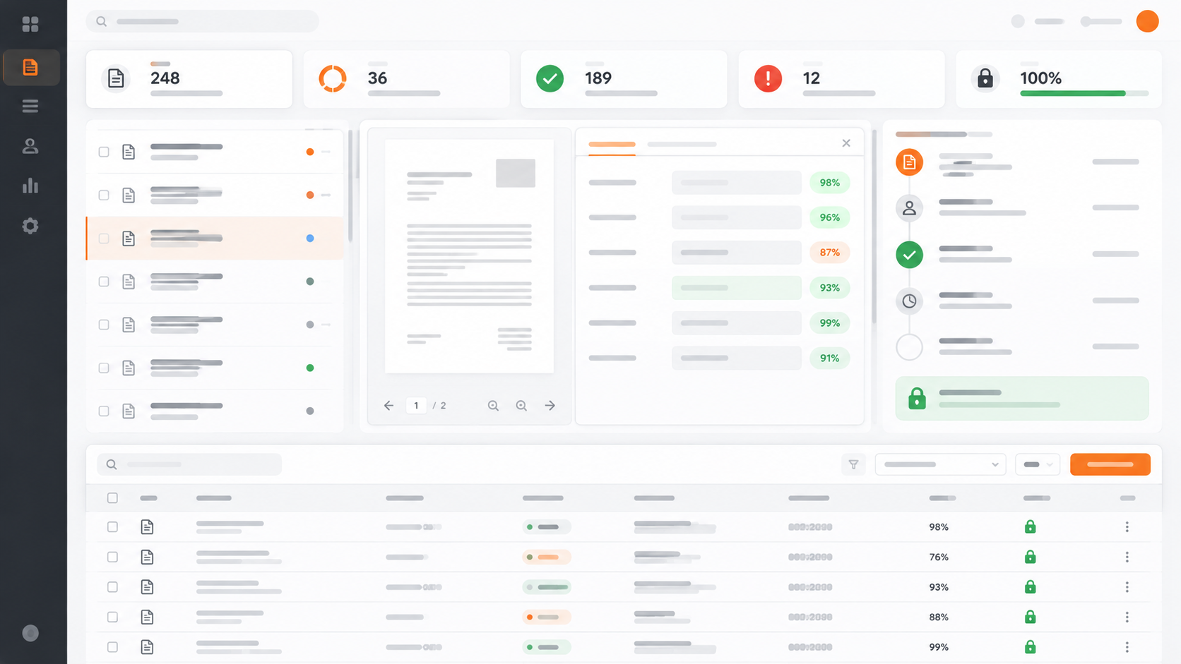 Premium product mockup of a document management and OCR dashboard