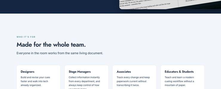 Cuelist collaboration features for production teams