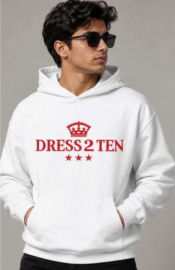 Dress2Ten hoodie application mockup
