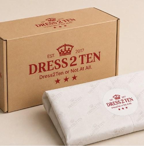 Dress2Ten branded packaging mockup